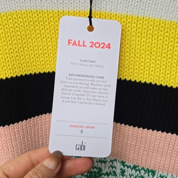 CAbi Pop Crop Pullover Multi-stripe Sweater Medium Nwt New M - Picture 7 of 8